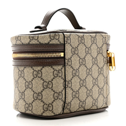 Gucci GG Supreme Monogram Textured Calfskin Web Ophidia Vanity Cosmetic Case Beige Ebony New Acero 2 of 6