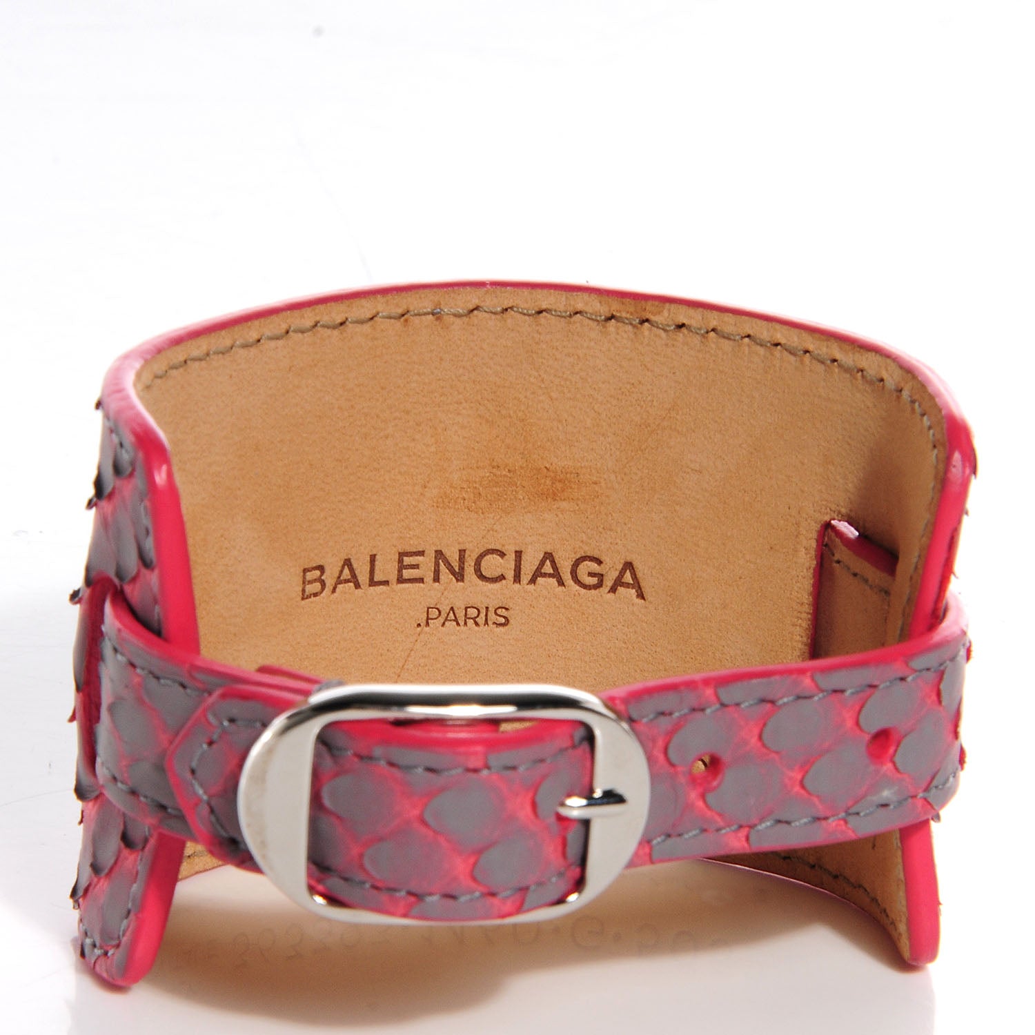 Balenciaga Python Ligne Classic Hardware Bracelet M Gris Perle Orange Pink 3 of 6