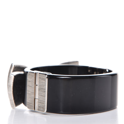 Chanel Resin Crystal CC Bow Cuff Bracelet Black Silver 4 of 7