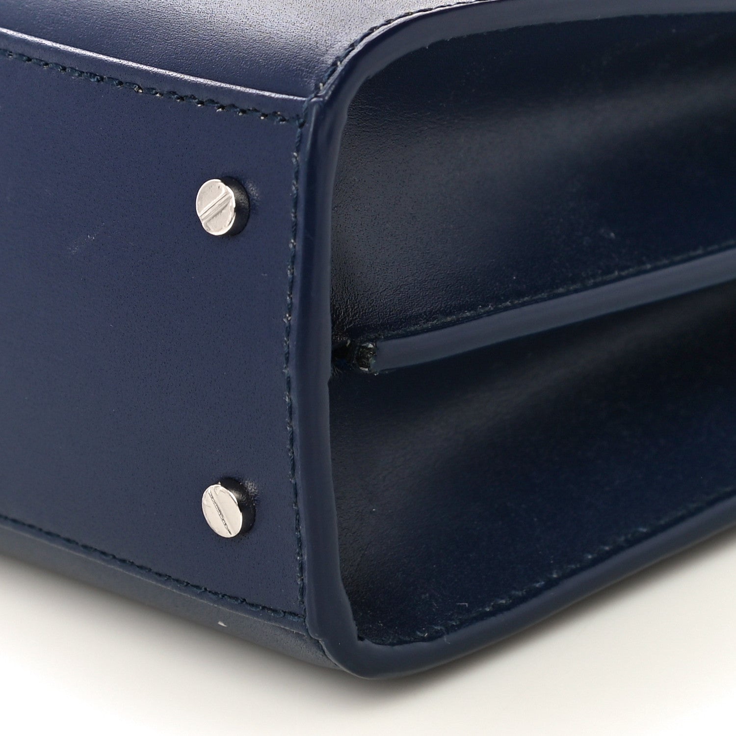 Saint Laurent Calfskin Monogram Mini Cassandra Top Handle Bag Blue 6 of 9