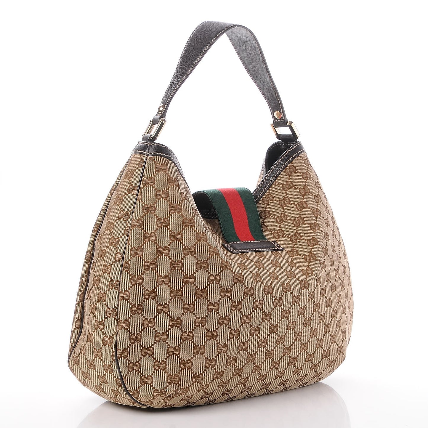 Monogram Large New Ladies Web Hobo Dark Brown