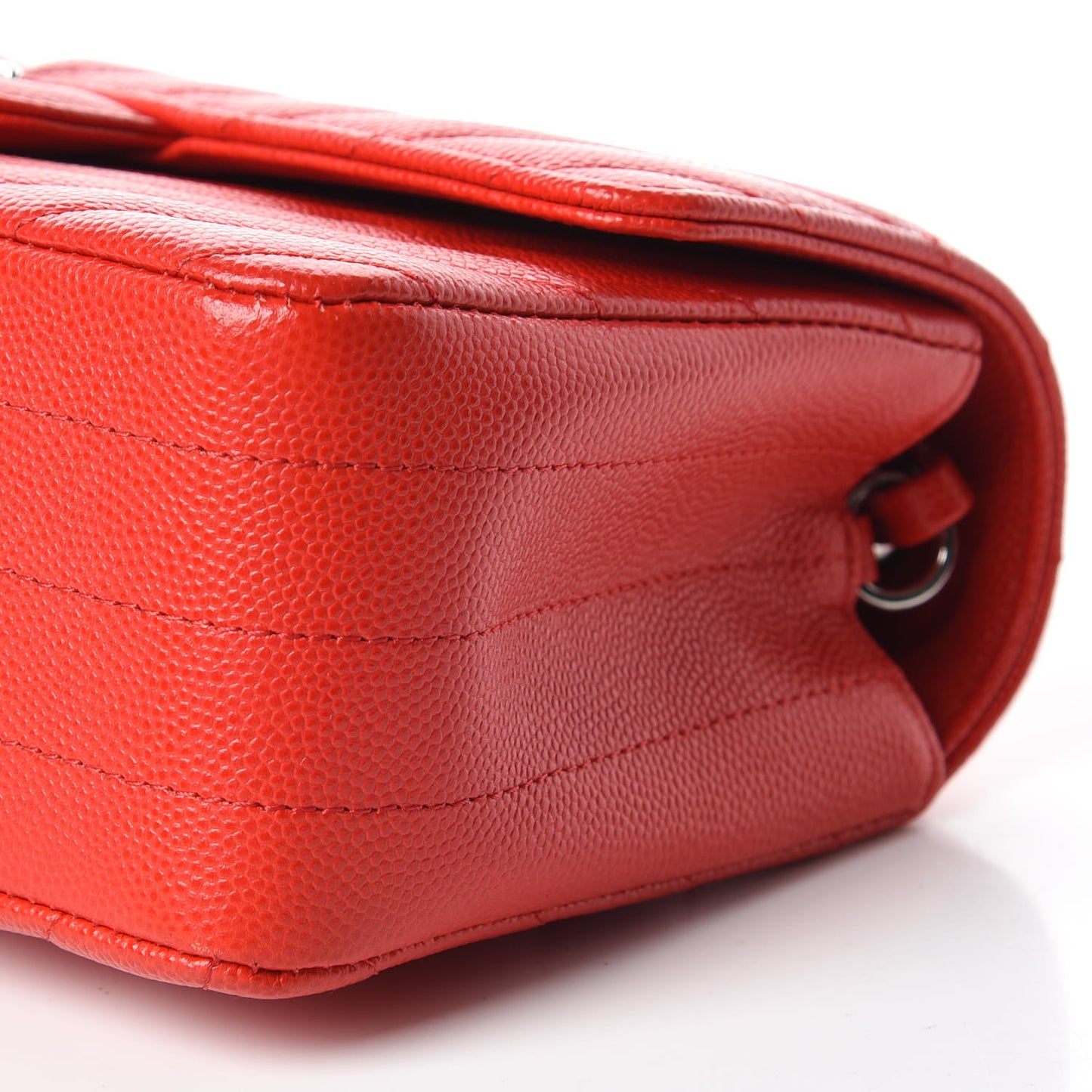 Caviar Chevron Quilted Mini Rectangular Flap Red