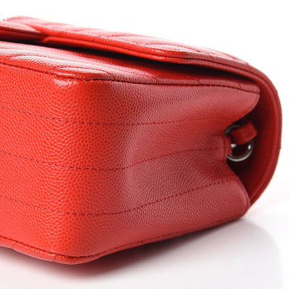Chanel Caviar Chevron Quilted Mini Rectangular Flap Red 6 of 10