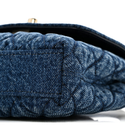 Chanel Washed Denim Calfskin Quilted Coco Handle Clutch With Chain Blue 10 of 13