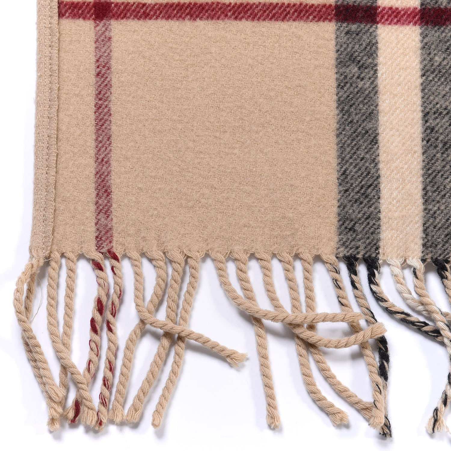 Burberry Merino Wool Cashmere Giant Check Helene Pocket Stole Natural 4 of 4
