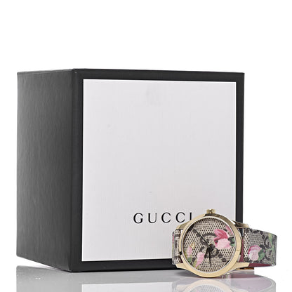 Gucci Stainless Steel Canvas 38mm G-Timeless Supreme GG Blooms Quartz Watch Brown 9 of 9