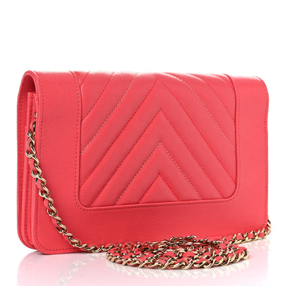 Chanel Chevron Quilted Vintage Mademoiselle Wallet On Chain WOC Dark Pink 3 of 15
