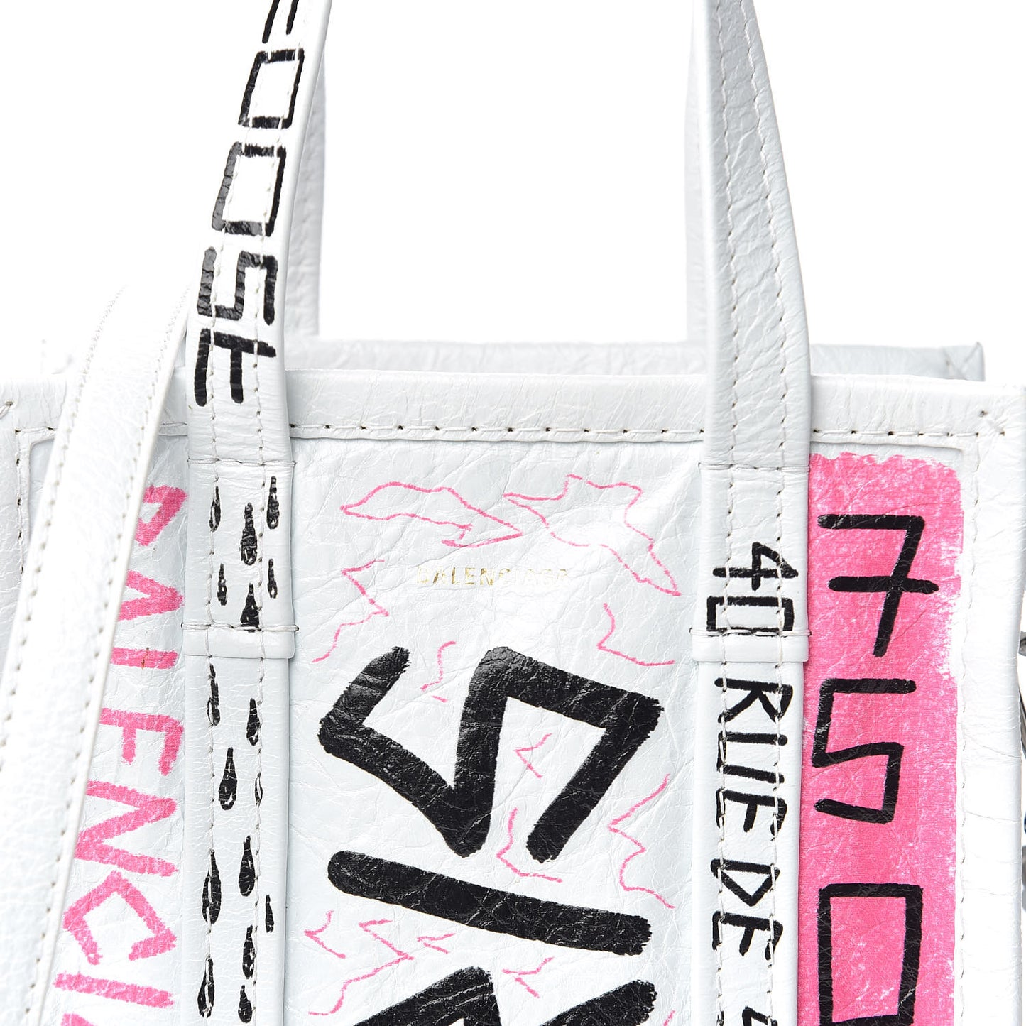 Agneau Arena Graffiti All Over XXS Bazar Shopper Tote White Multicolor