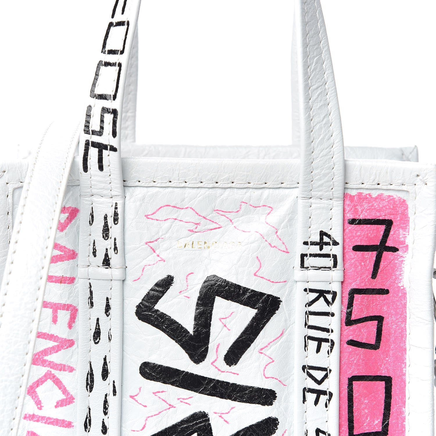 Balenciaga Agneau Arena Graffiti All Over XXS Bazar Shopper Tote White Multicolor 10 of 10