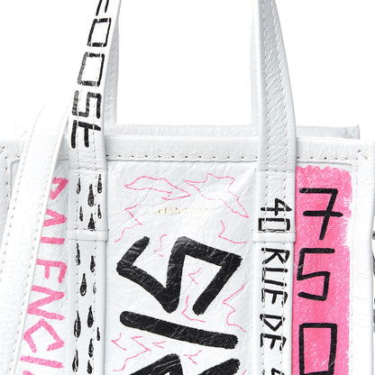 Balenciaga Agneau Arena Graffiti All Over XXS Bazar Shopper Tote White Multicolor 10 of 10