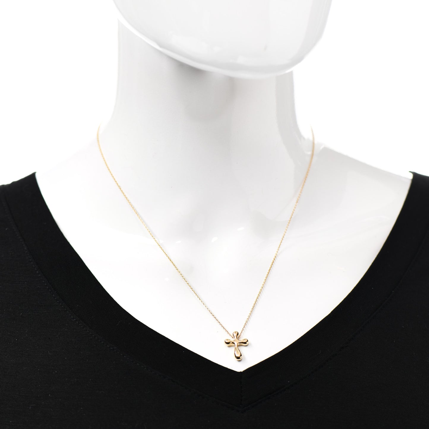 18K Yellow Gold 12mm Elsa Peretti Cross Pendant Necklace
