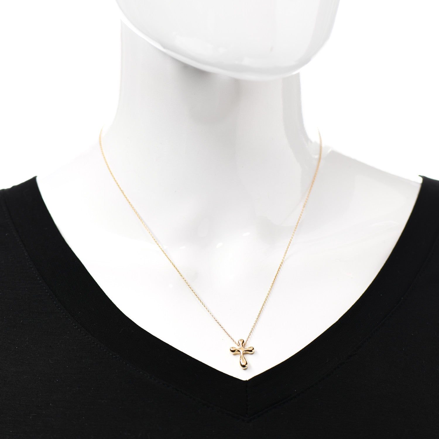 Tiffany 18K Yellow Gold 12mm Elsa Peretti Cross Pendant Necklace 2 of 5