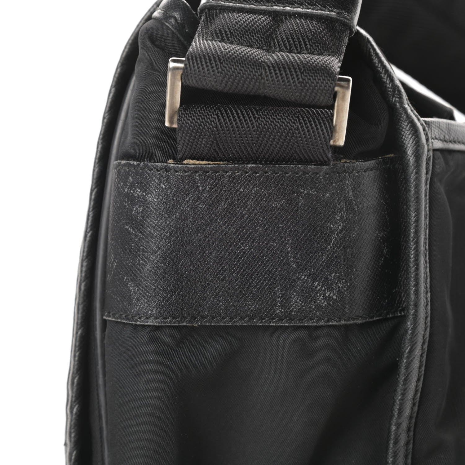 Prada Tessuto Nylon Saffiano Messenger Bag Black 11 of 13