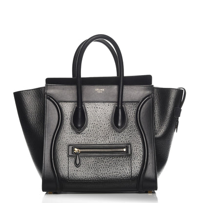 Celine Calfskin Astrakhan Embossed Mini Luggage Black 1 of 10