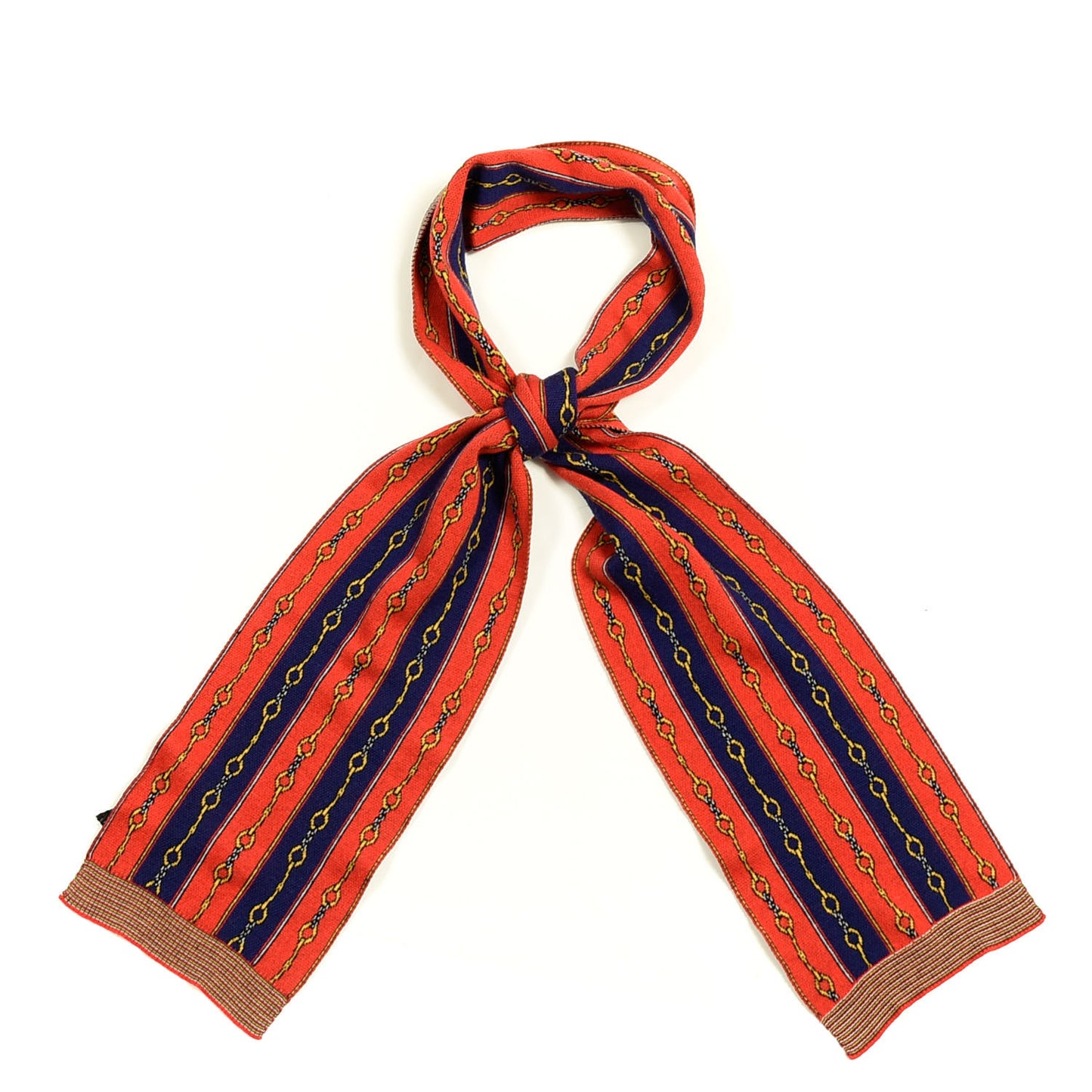 Cotton Cashmere Cotton Knit Band Scarf Navy Red