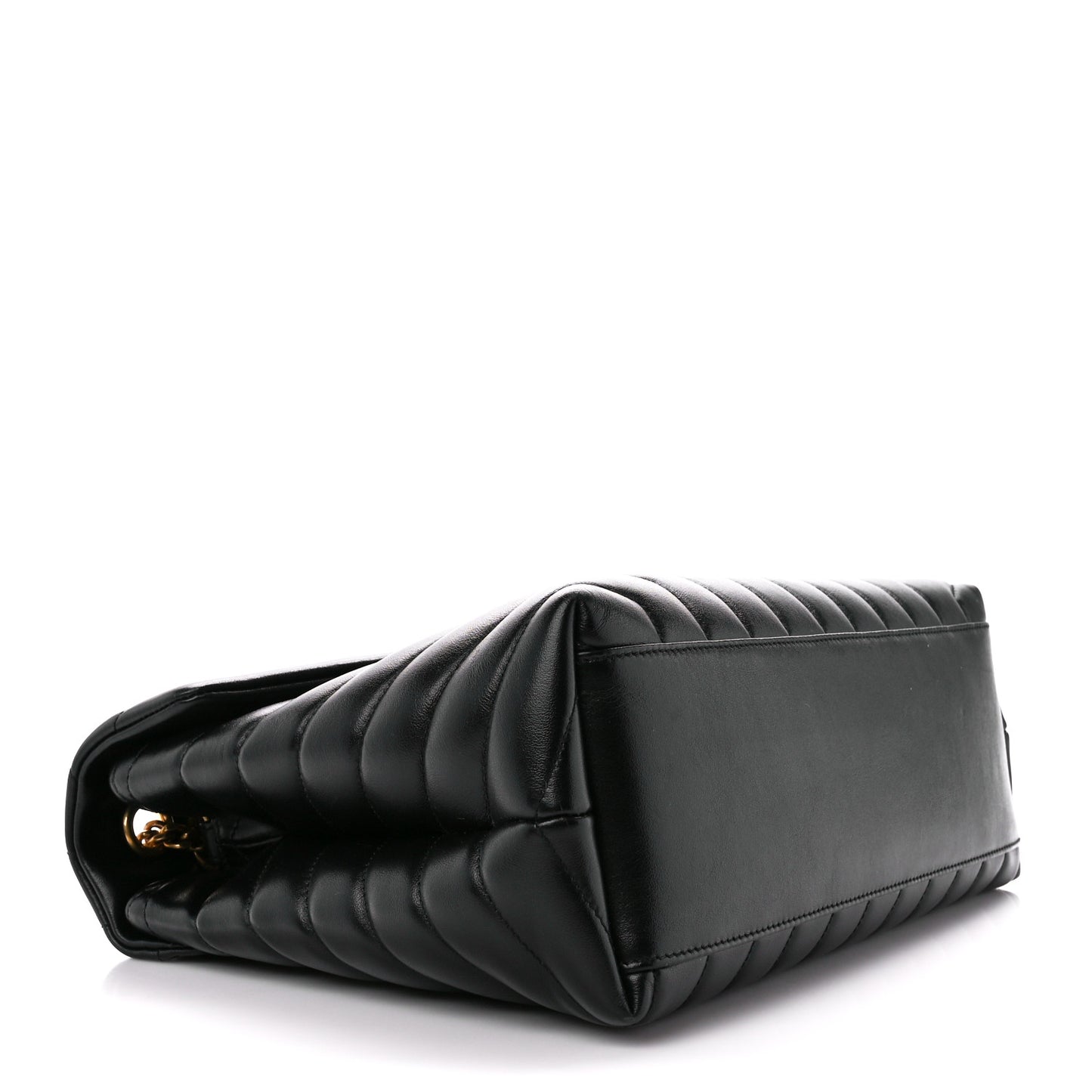 Calfskin Y Quilted Monogram Medium Loulou Chain Satchel Black
