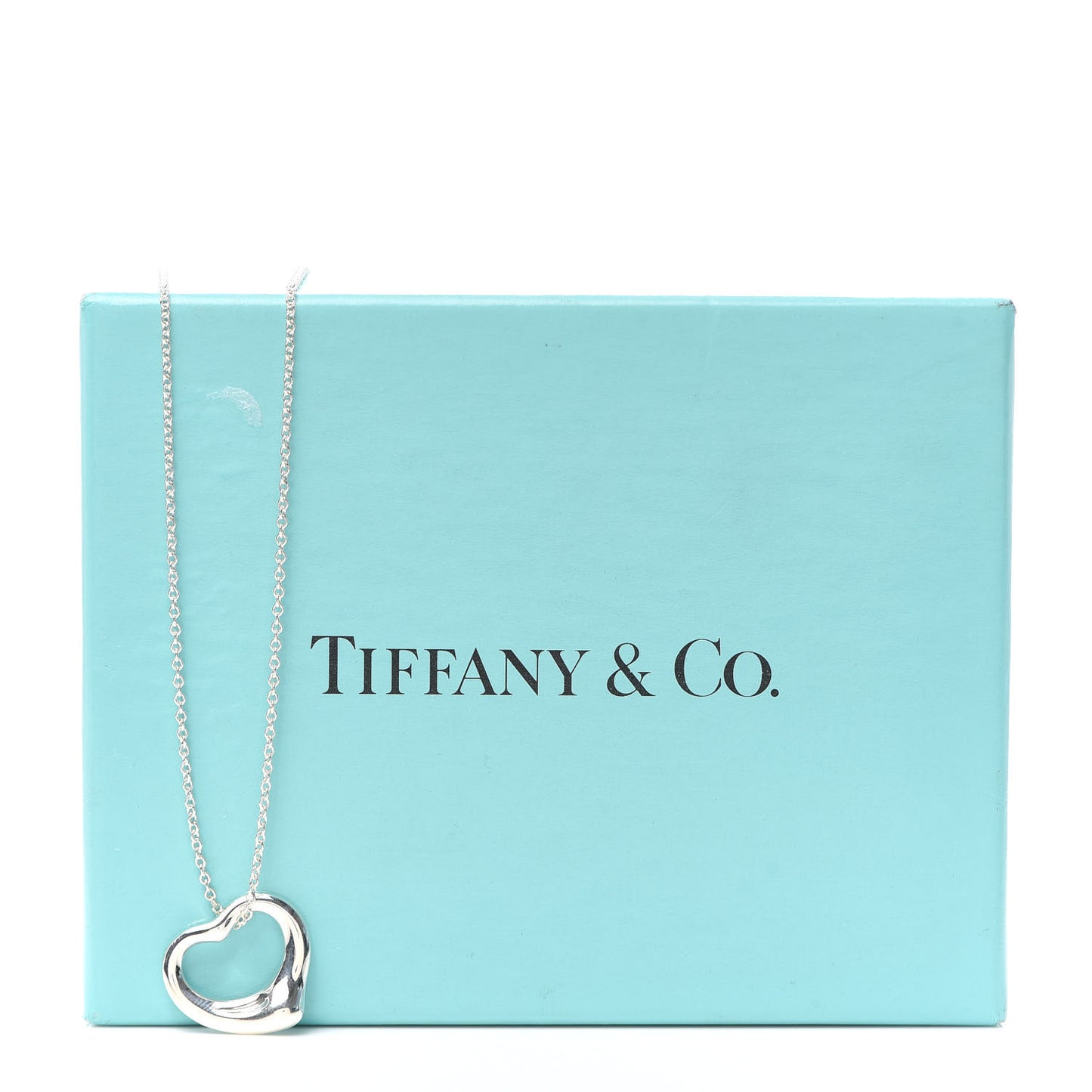 Sterling Silver 16mm Elsa Peretti Open Heart Pendant Necklace