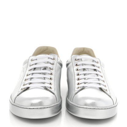 Gucci Metallic Nappa Interlocking G Perforated Mens Ace Sneakers 11.5 Argento 2 of 8