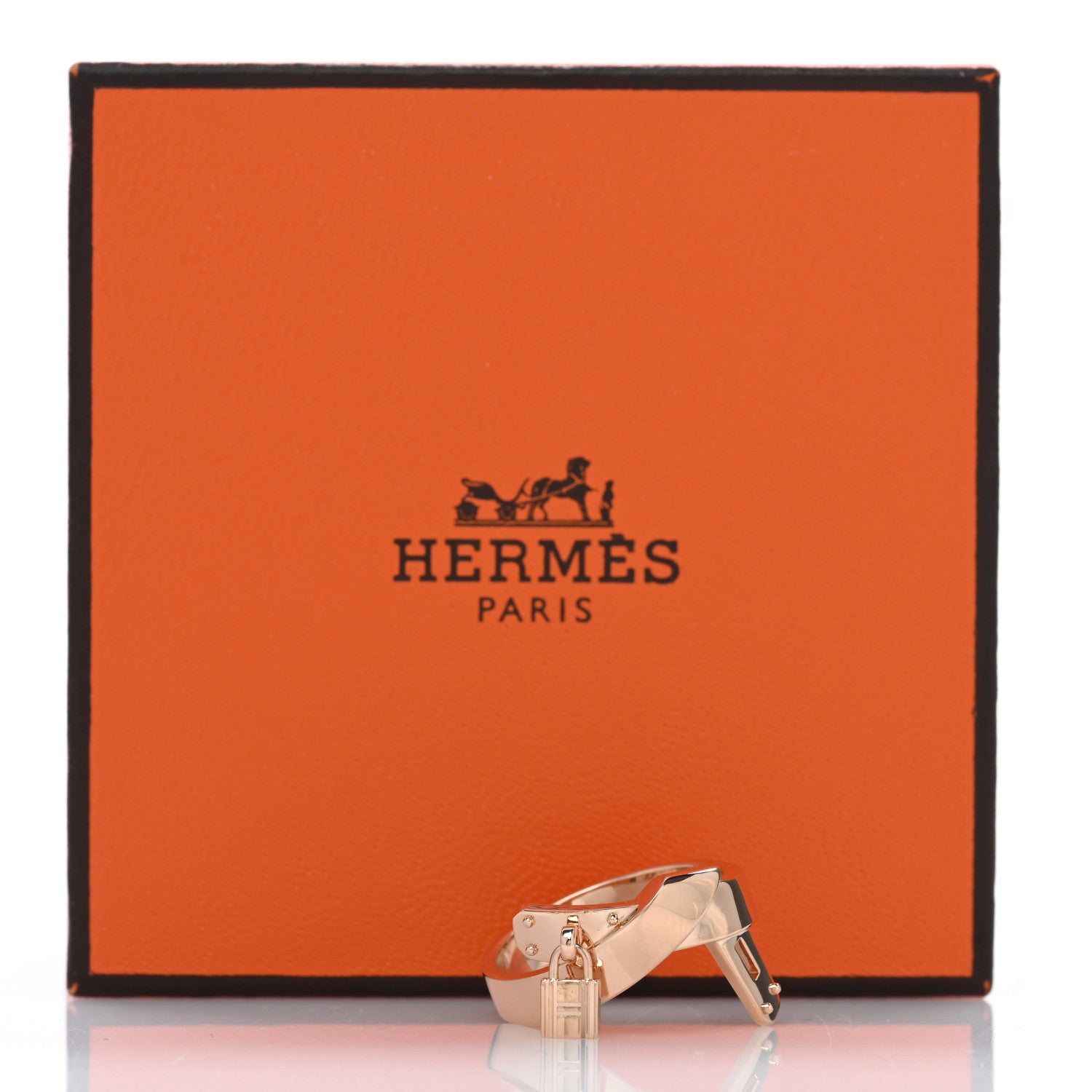 Hermes 18K Rose Gold Kelly Gavroche Ring 52 6 5 of 5