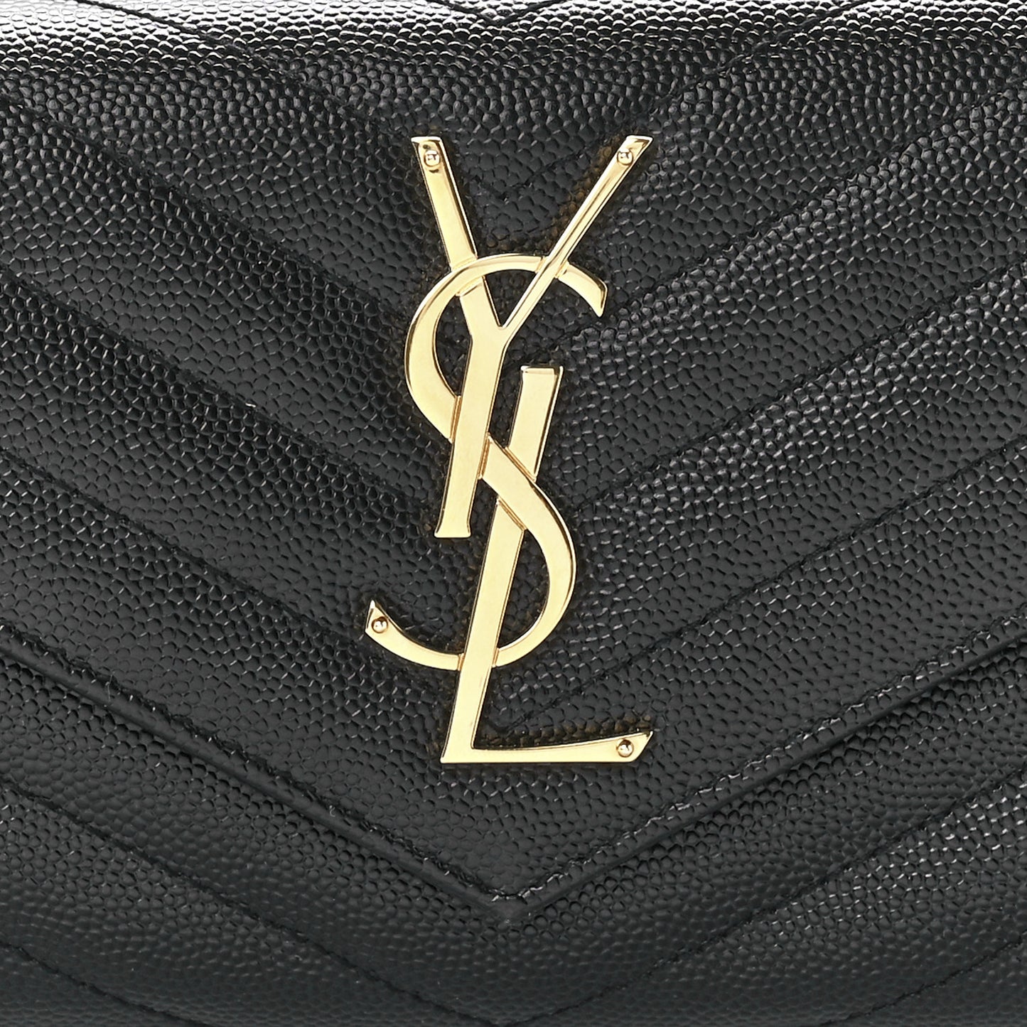 Grain De Poudre Matelasse Chevron Monogram Flap Wallet Black