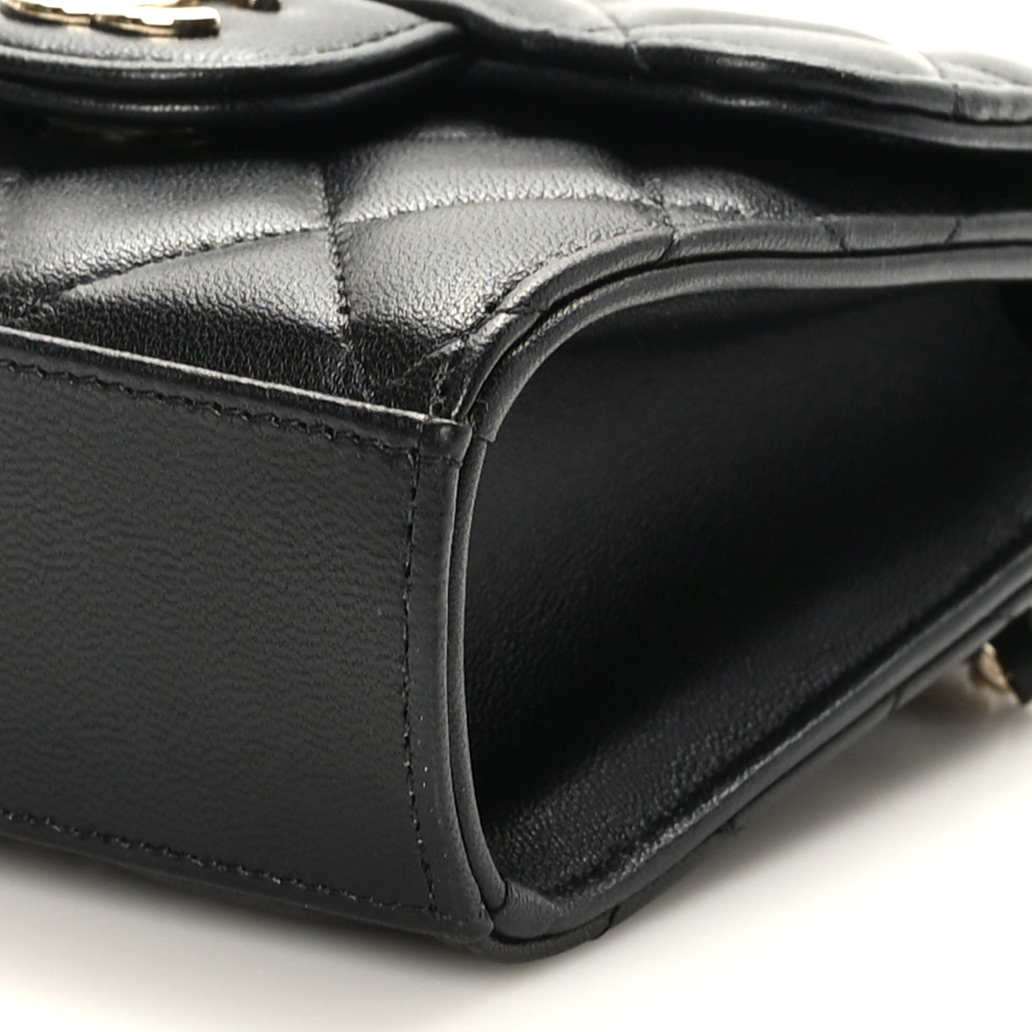 Chanel Lambskin Quilted Top Handle Flap Clutch With Chain Black 9 of 9