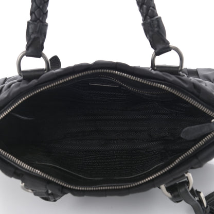 Prada Tessuto Nylon Nappa Braided Gaufre Shoulder Bag Black 4 of 8