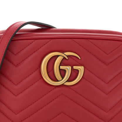 Gucci Calfskin Matelasse Small GG Marmont Chain Shoulder Bag Hibiscus Red 8 of 14