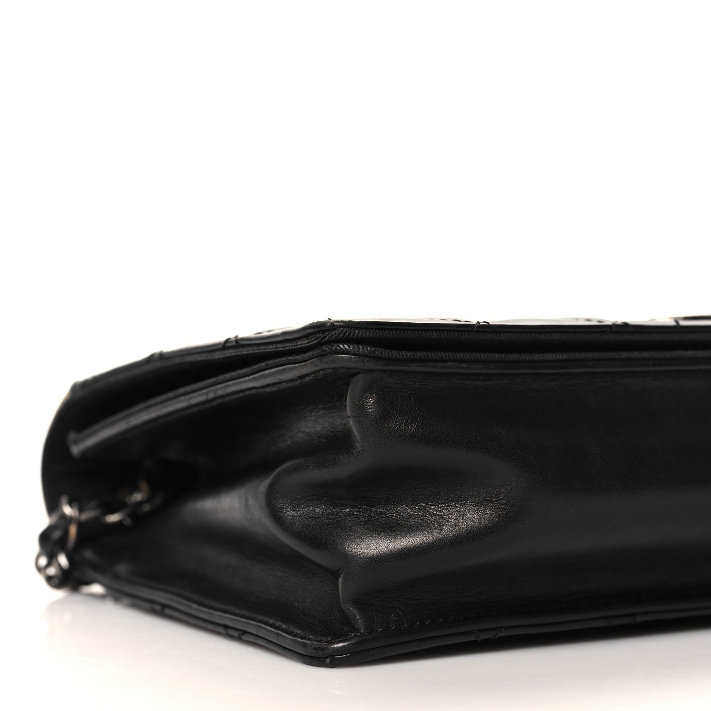 Calfskin Quilted Ballerine Flap Black Beige