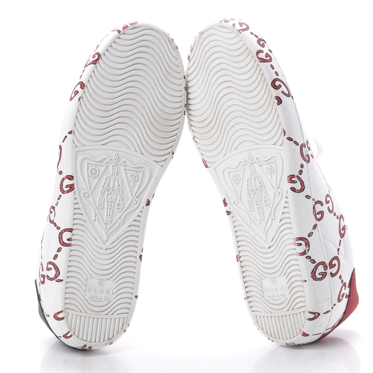 Gucci Calfskin GucciGhost Print Womens Ace Sneakers 37 White Hibiscus Red 5 of 9