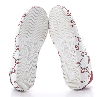 Gucci Calfskin GucciGhost Print Womens Ace Sneakers 37 White Hibiscus Red 5 of 9