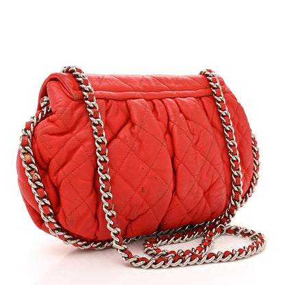 Chanel Washed Lambskin Quilted Medium Chain Around Messenger Red 3 of 20