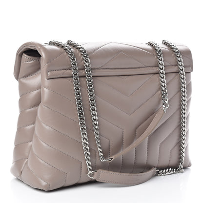 Saint Laurent Calfskin Y Quilted Monogram Medium Loulou Chain Satchel Light Natural 3 of 9