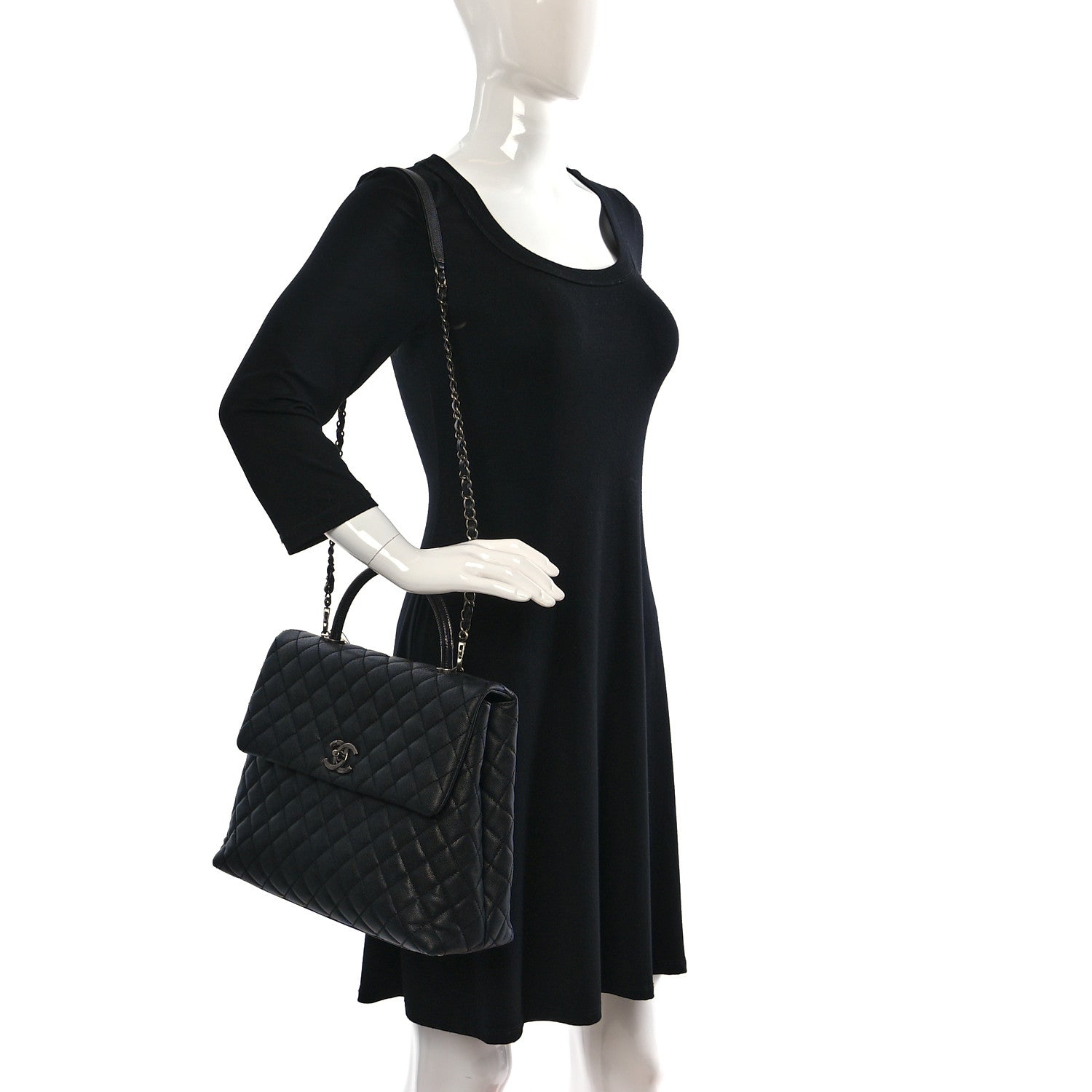 Chanel Caviar Lizard Quilted Large Coco Handle Flap Black 2 of 13