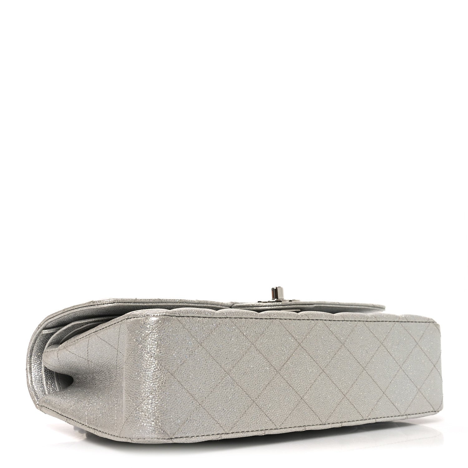 Chanel Glittered Metallic Caviar Quilted Medium Double Flap Silver 3 of 9