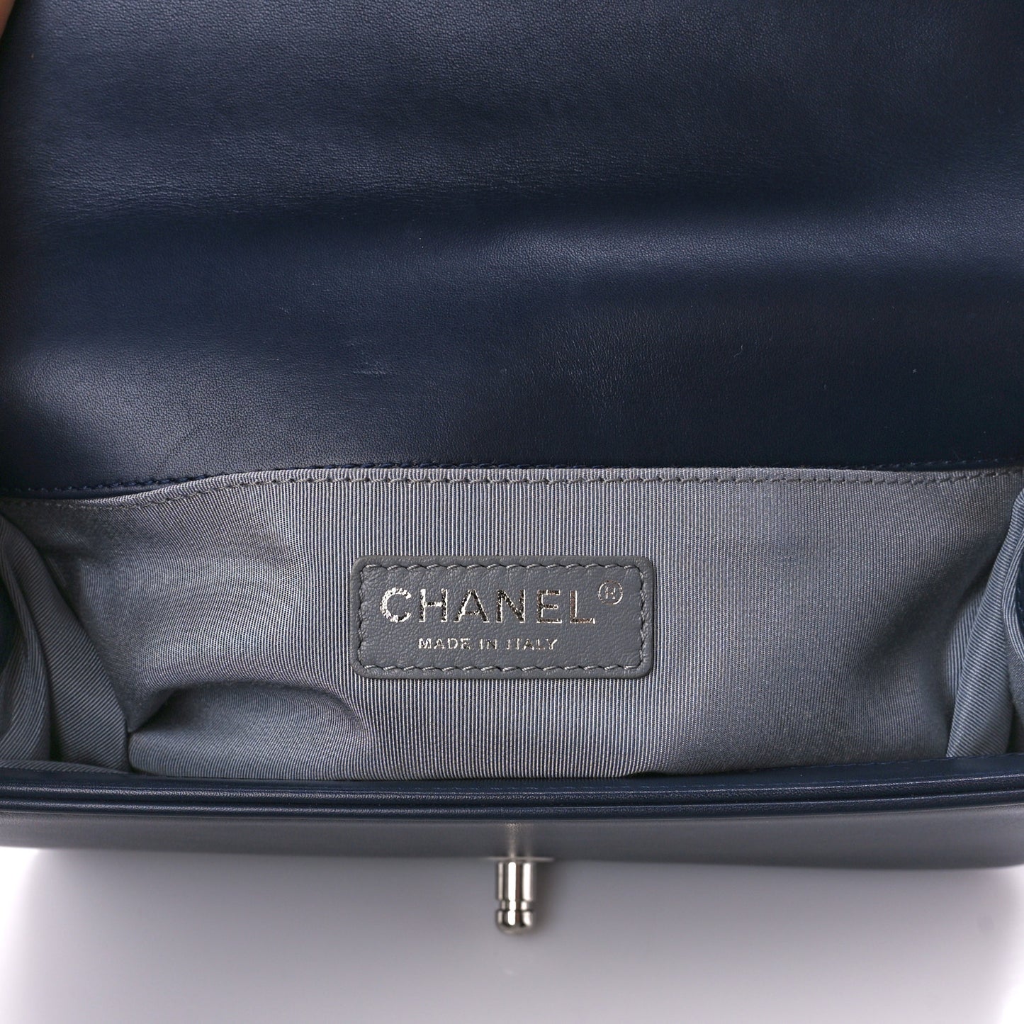 Lambskin Chevron Medium Boy Flap Dark Navy Blue
