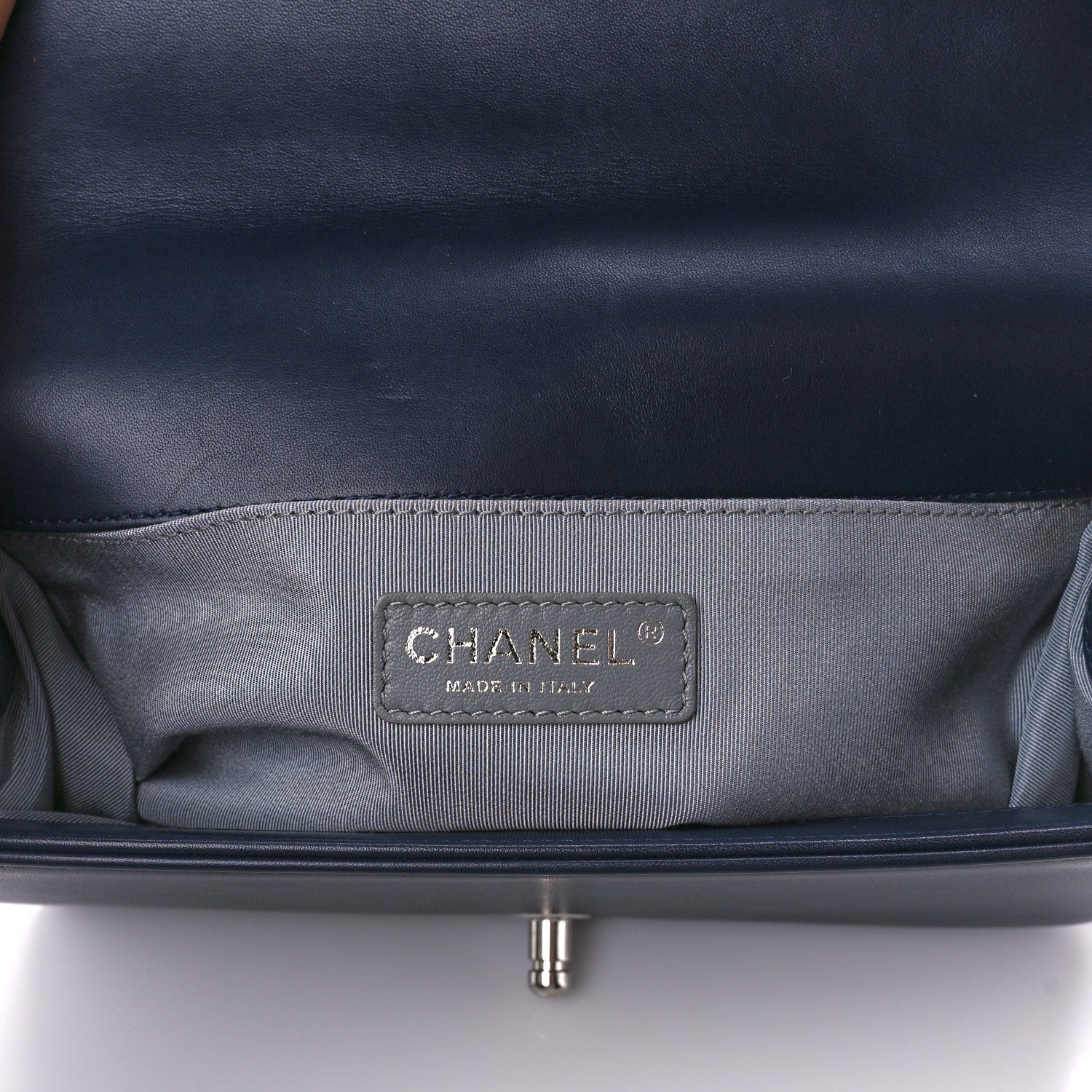 Chanel Lambskin Chevron Medium Boy Flap Dark Navy Blue 6 of 10