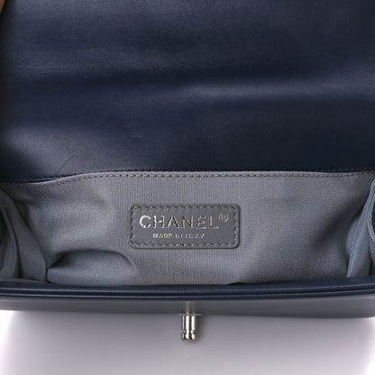 Chanel Lambskin Chevron Medium Boy Flap Dark Navy Blue 6 of 10