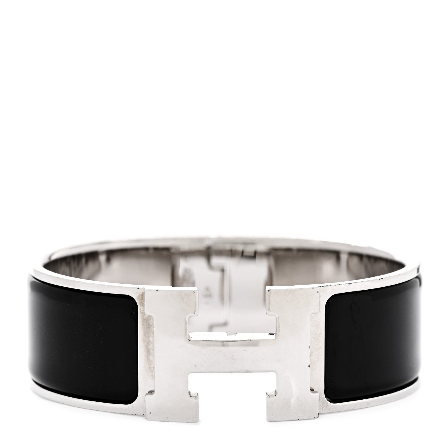 Hermes Enamel Wide Clic Clac H Bracelet GM Black 1 of 6