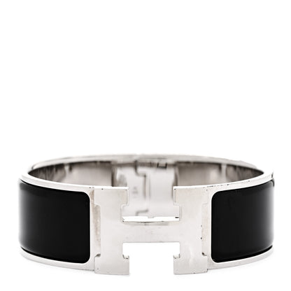 Hermes Enamel Wide Clic Clac H Bracelet GM Black 1 of 6