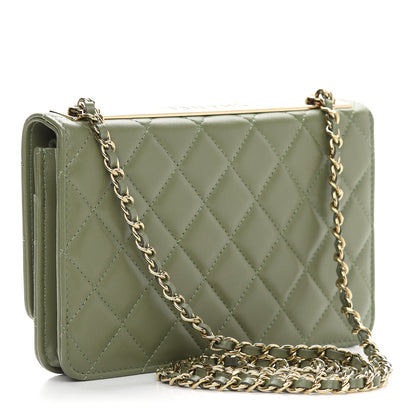 Chanel Lambskin Quilted Trendy CC Wallet On Chain WOC Green 3 of 10
