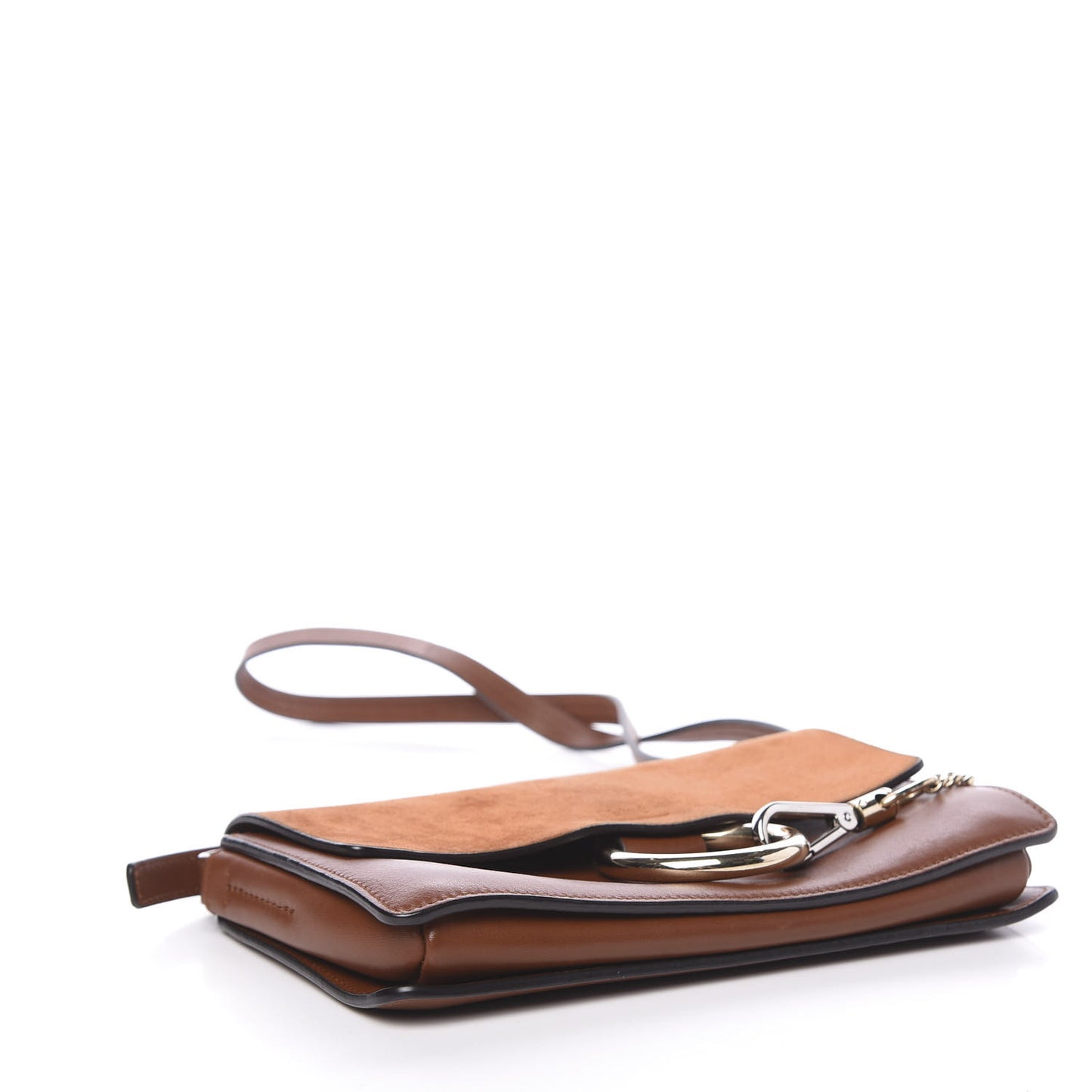 Suede Calfskin Small Faye Shoulder Bag Tobacco
