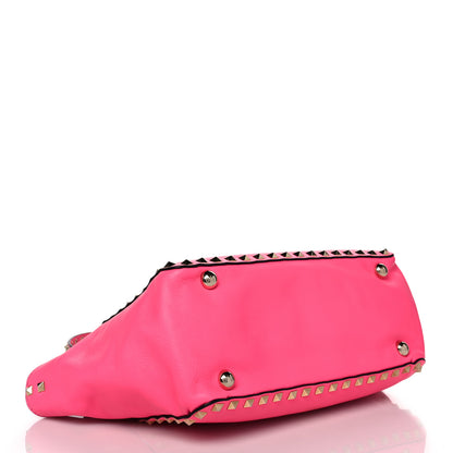 Valentino Garavani Vitello Small Rockstud Tote Fuxia Fluo 4 of 9