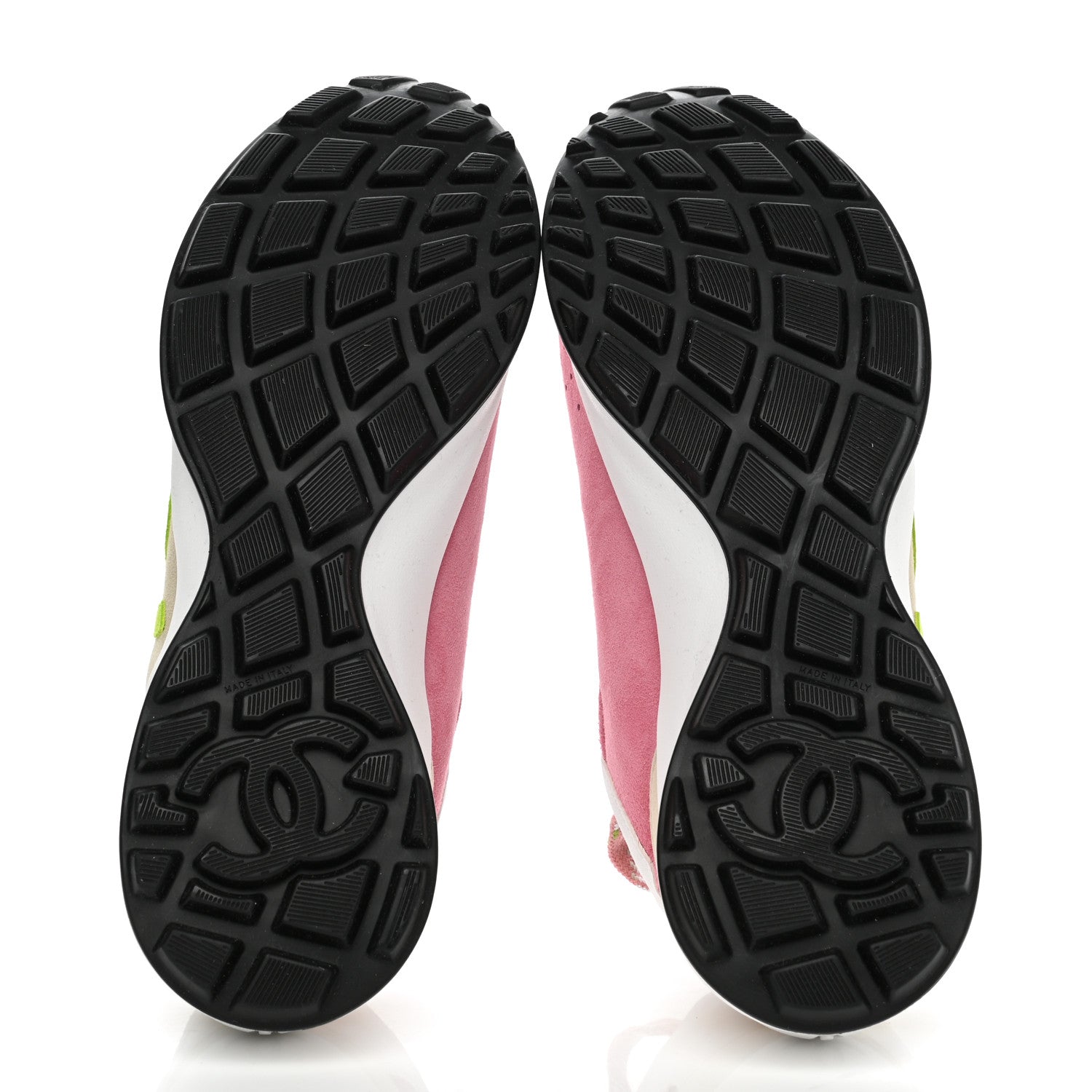 Chanel Fabric Suede Kidskin CC Sneakers 40 Pink Green 5 of 9