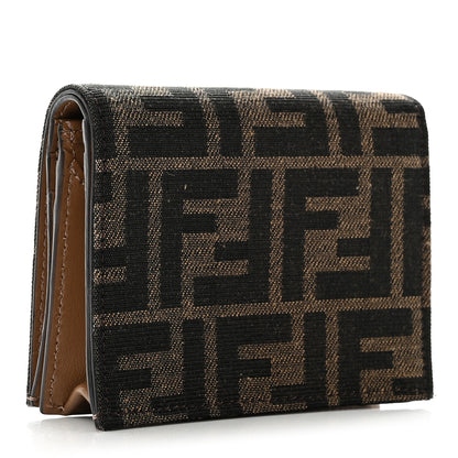 Fendi Fabric Jacquard FF 1974 Small Wallet Tobacco Moro 3 of 9