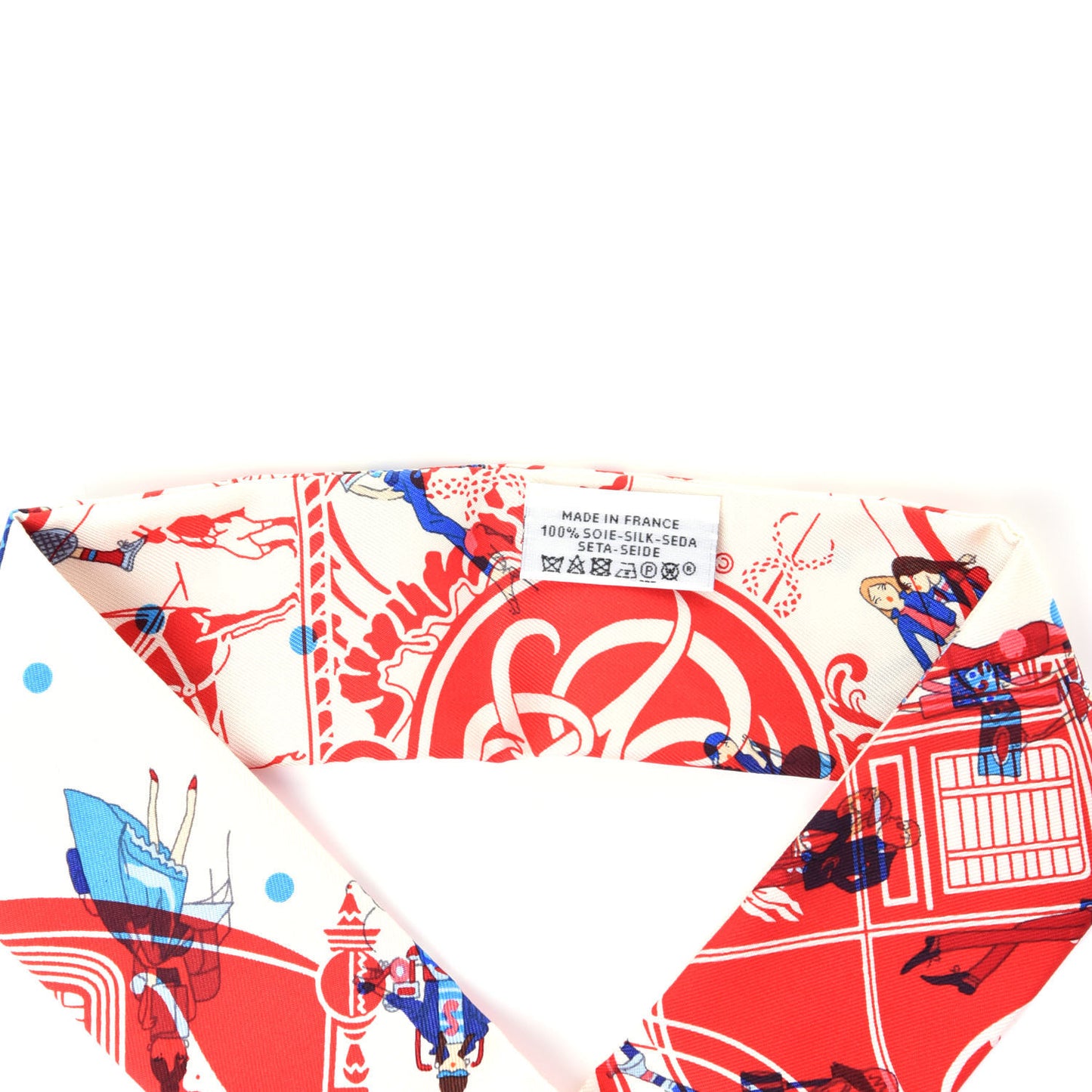 Silk Ex-Libris Les Parisiennes Studded Twilly Crème Rouge Bleu