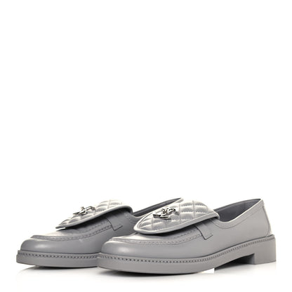 Chanel Lambskin Quilted CC Turnlock Loafers 41 Grey 3 of 8