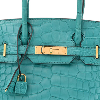 Hermes Matte Alligator Birkin 30 Bleu Paon 8 of 12