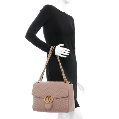 Gucci Calfskin Matelasse Heart Large GG Marmont Shoulder Bag Porcelain Rose 3 of 8