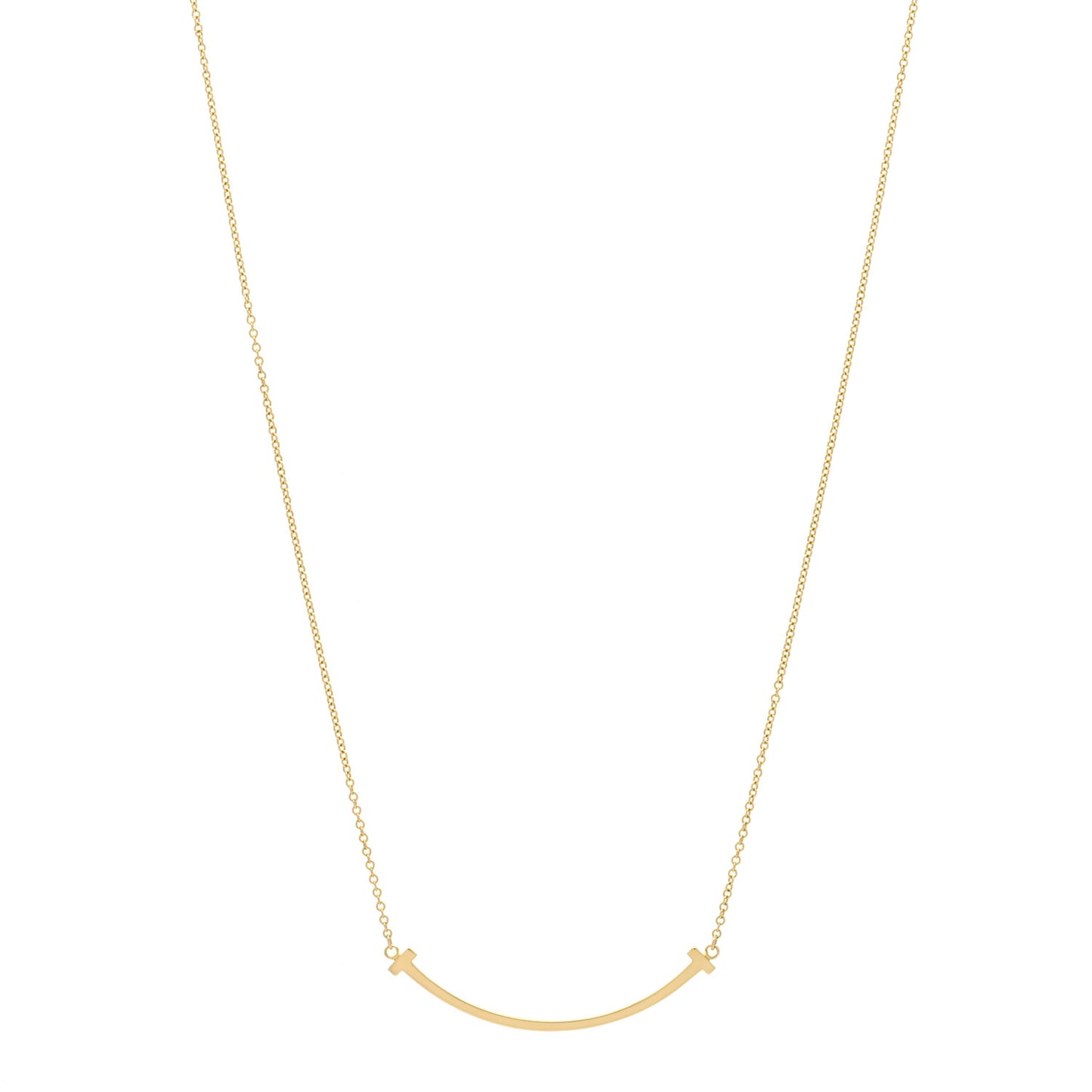 18K Yellow Gold Small T Smile Pendant Necklace