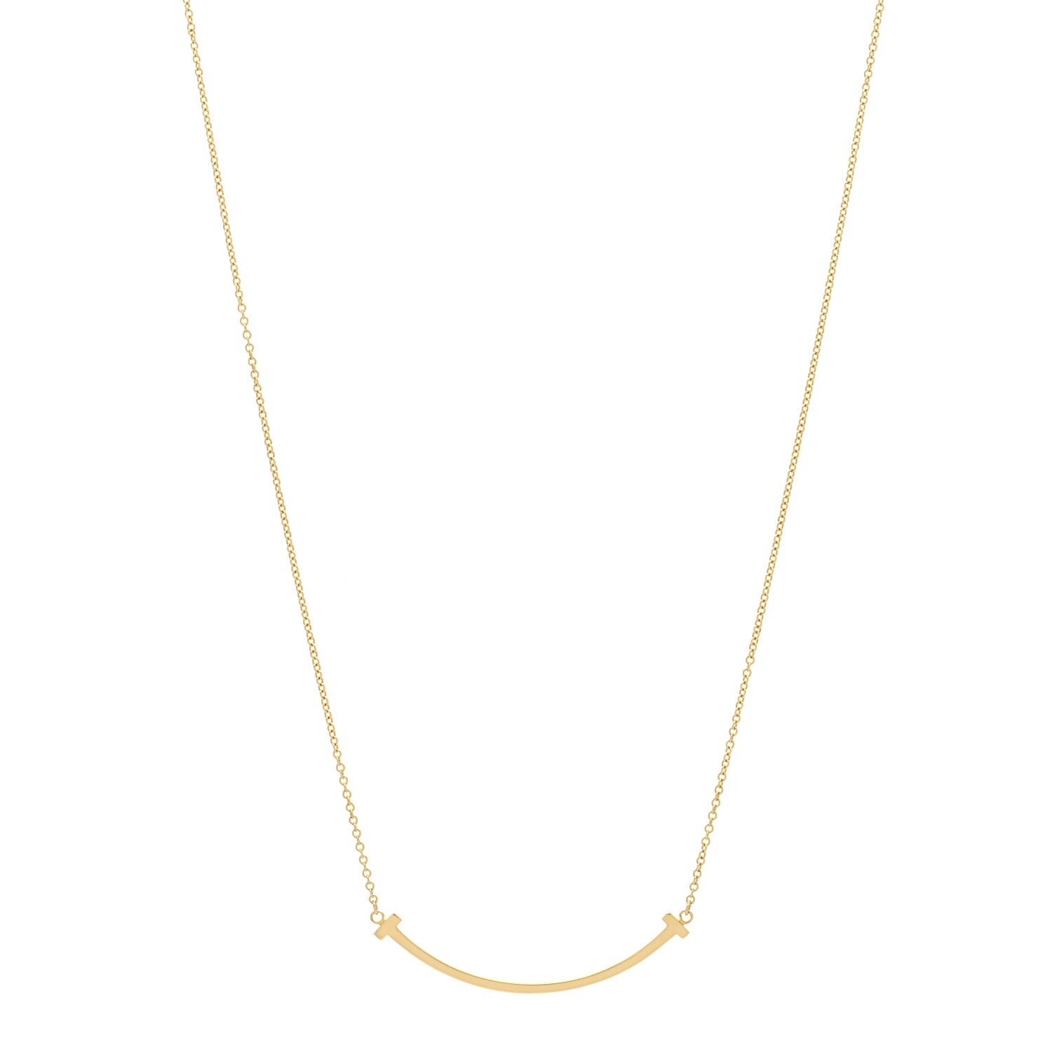 Tiffany 18K Yellow Gold Small T Smile Pendant Necklace 1 of 3